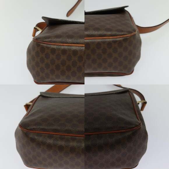 CELINE Macadam Canvas Shoulder Bag Pvc Leather Brown Gold - Picture 10 of 12